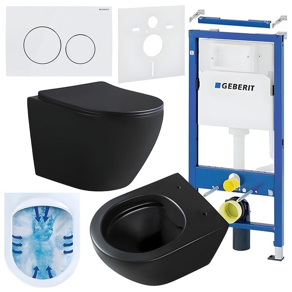 BPS-koupelny Podomítkový modul Geberit DuoFix s WC mísou MU-MTB-RIM-03 + ovládací tlačítko Delta 20 bílá