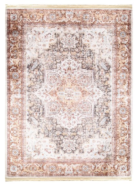 Makro Abra Kusový koberec pratelný VICTORIA 38951 Klasický pogumovaný krémový hnědý Rozměr: 140x200 cm