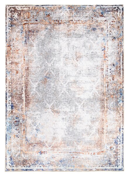 Makro Abra Kusový koberec pratelný VICTORIA 9737 Moderní klasický pogumovaný krémový šedý Rozměr: 80x150 cm