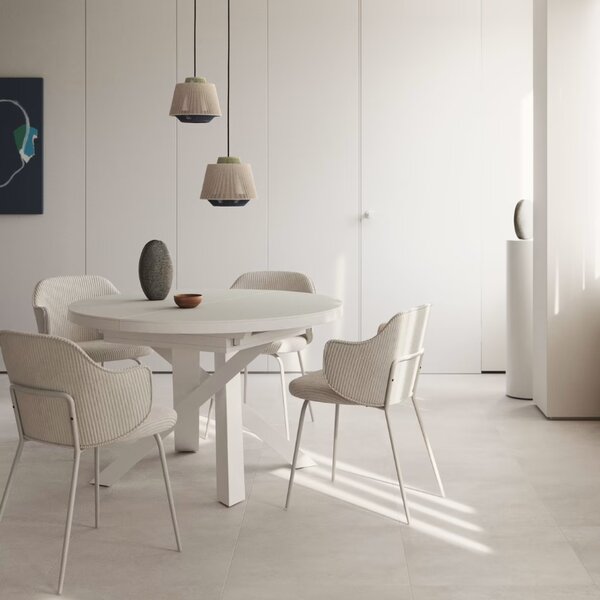 Bílý skleněný rozkládací jídelní stůl Kave Home Vashti 120 - 160 cm