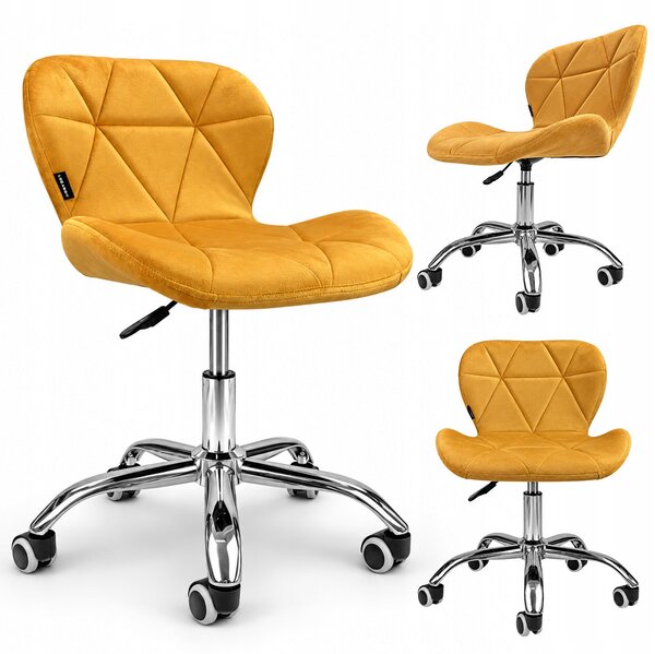 Křeslo otočné k psacímu stolu, nastavitelné, velurové, RIVELLO VELVET YELLOW