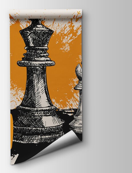 Fototapeta Černé a bílé šachové figurky, Geometrické fototapety, Populární fototapety, t00046 - Tapeko.co.cz