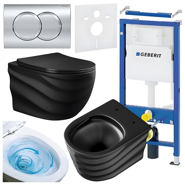 BPS-koupelny Podomítkový modul Geberit DuoFix s WC mísou SL-MTB-RIM-01 + ovládací tlačítko Delta 01 chrom