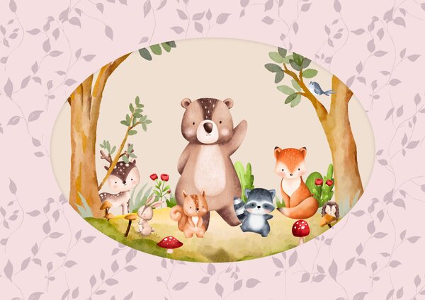 Fototapeta Karikatura zvířat v lese, Fototapety se zvířaty, Populární fototapety, t00048v1 - Tapeko.co.cz