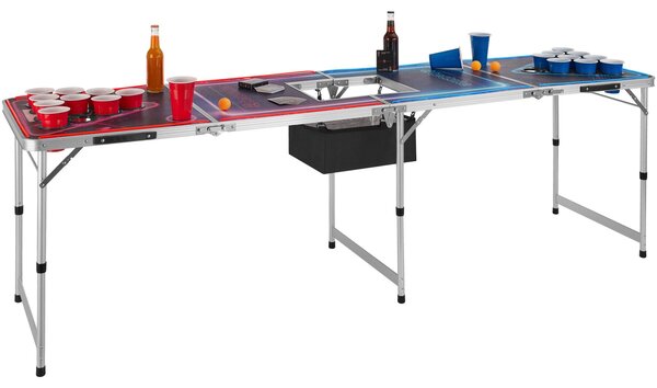 Tectake Hliníkový stůl na beer pong BeerWars II, chladicí box, LED osvětlení - barevná