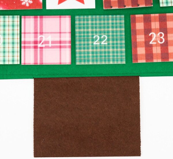 Adventní kalendář plstěný pro děti - zelený stromeček 102cm, vánoční dekorace