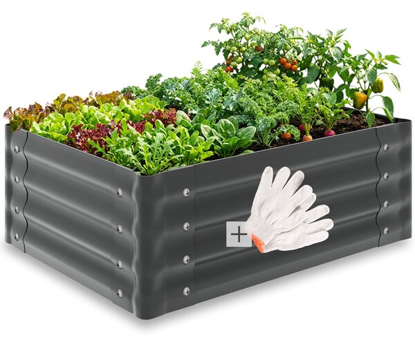 Tectake Vyvýšený záhon Salvia pozinkovaný, různé velikosti - šedá
