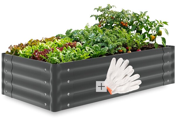 Tectake Vyvýšený záhon Salvia pozinkovaný, různé velikosti - šedá
