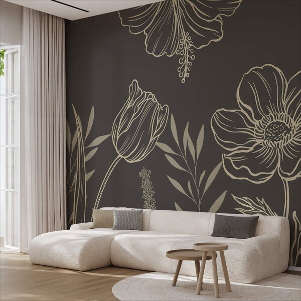 Fototapeta Jemný design květinových linií, Květinové fototapety, Populární fototapety, t00006 - Tapeko.co.cz