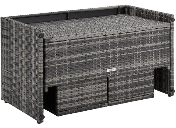 Tectake 2 v 1 ratanová zahradní sedací souprava Monopoli, pohovka a lounge set - šedá