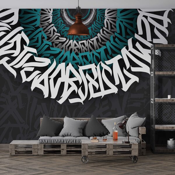 Fototapeta Bílé a modré graffiti na černém pozadí, Moderní fototapety, Populární fototapety, t00012 - Tapeko.co.cz