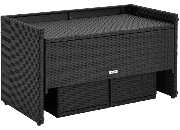 Tectake 2 v 1 ratanová zahradní sedací souprava Monopoli, pohovka a lounge set - černá