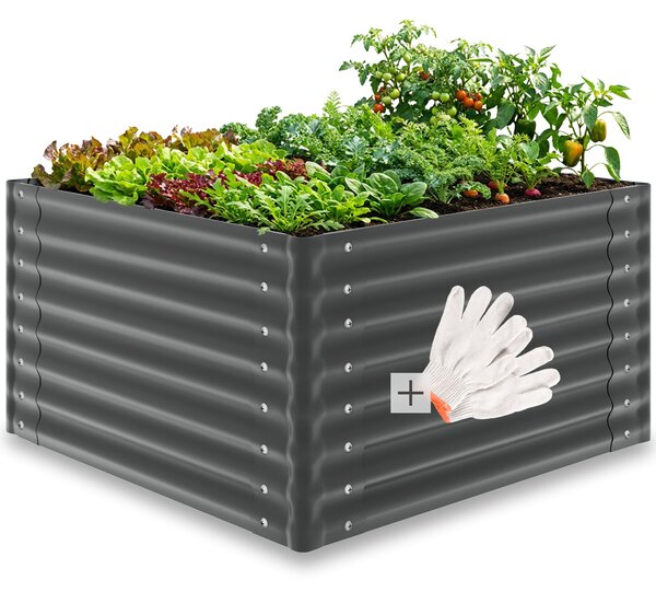 Tectake Zvýšený záhon Blomma pozinkovaný, různé velikosti - antracit