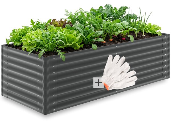 Tectake Zvýšený záhon Blomma pozinkovaný, různé velikosti - antracit