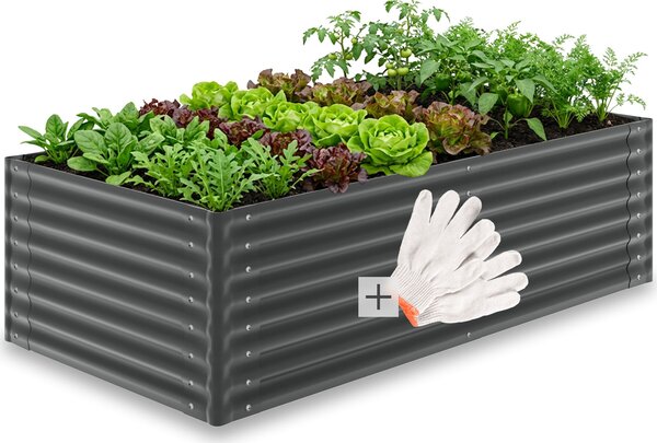 Tectake Zvýšený záhon Blomma pozinkovaný, různé velikosti - antracit