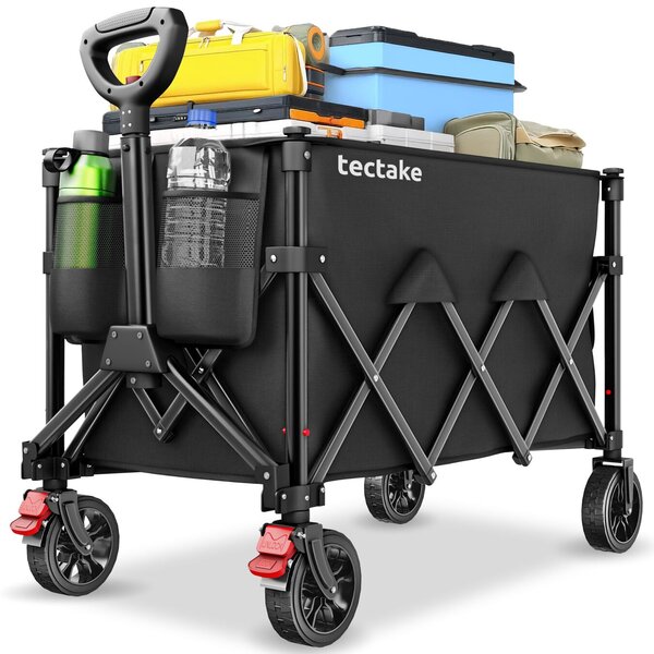 Tectake Skládací vozík RollRider, teleskopická rukojeť, profilová kola - 120 L