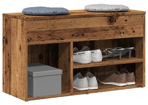 Lavice s botníkem old wood 80 x 30 x 45 cm kompozitní dřevo