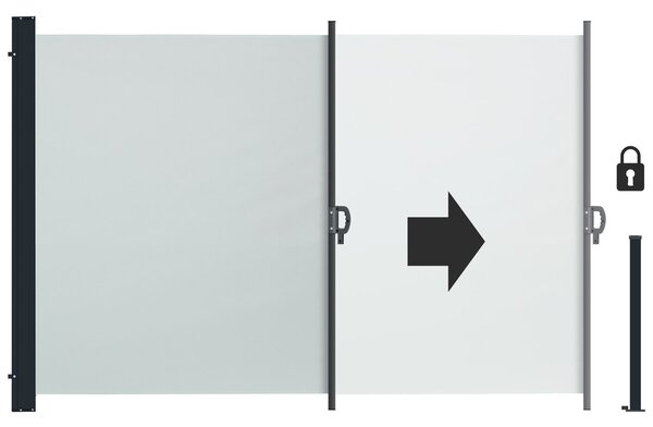 Tectake Výsuvná boční markýza s navíjecím mechanismem, neprůhledná - šedá