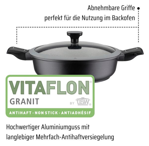 PÁNEV NA DUŠENÍ povrch Vitaflon® Granit 28/8,2 cm GSW - Online Only vaření, Online Only