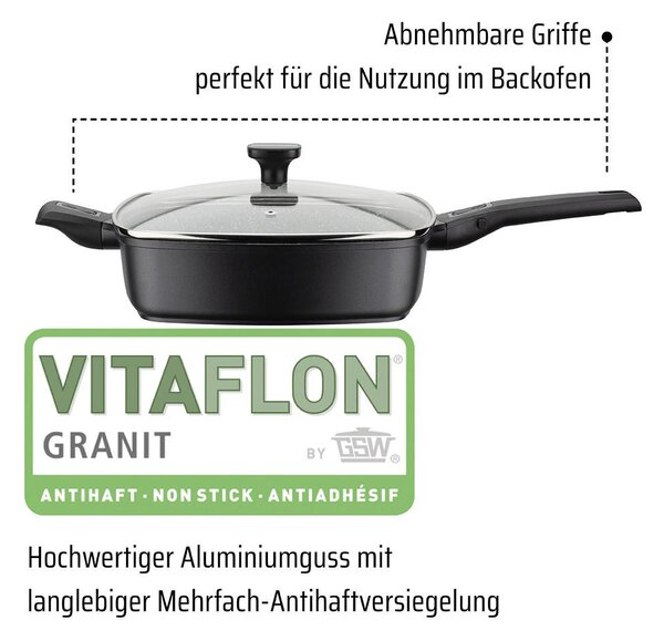 PÁNEV NA SMAŽENÍ povrch Vitaflon® Granit 24/7 cm GSW - Online Only vaření, Online Only