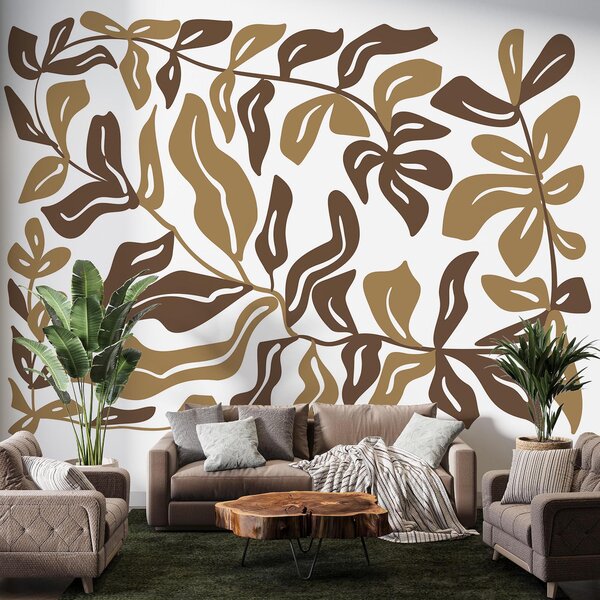 Fototapeta Hnědé a hnědožluté listy, Fototapety s listy, Populární fototapety, t00057v1 - Tapeko.co.cz