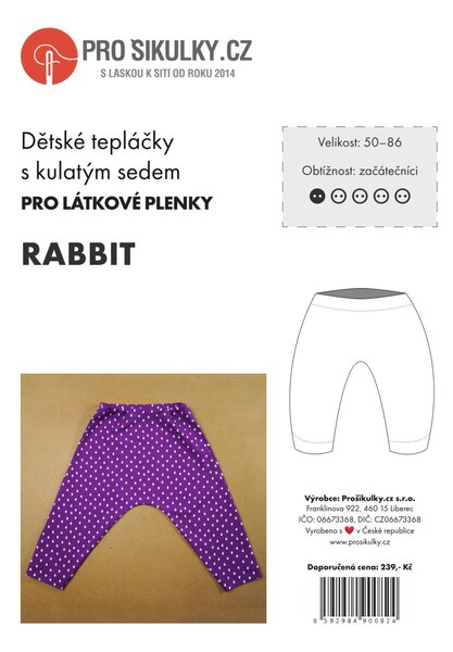 Dětské tepláčky RABBIT pro látkové pleny | 50 - 86