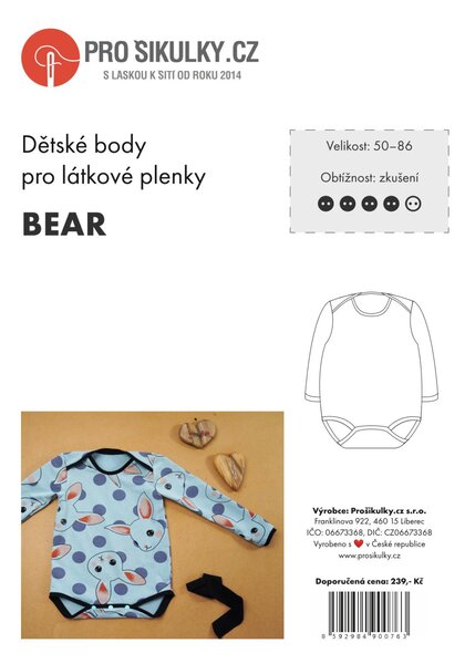 Dětské body BEAR pro látkové pleny | 50 - 86