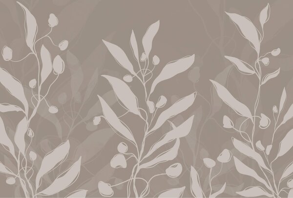 Fototapeta Jemný botanický vzor na neutrálním pozadí, Fototapety s listy, Populární fototapety, t00099v1 - Tapeko.co.cz