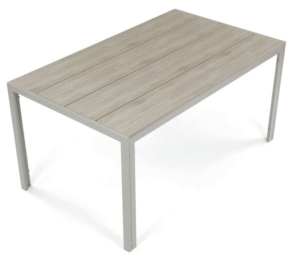 Zahradní stůl METRAXO — 150x90 cm, kov, polywood, béžová