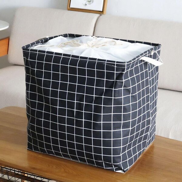 Úložný koš na textil se stahovací šňůrkou - kostky