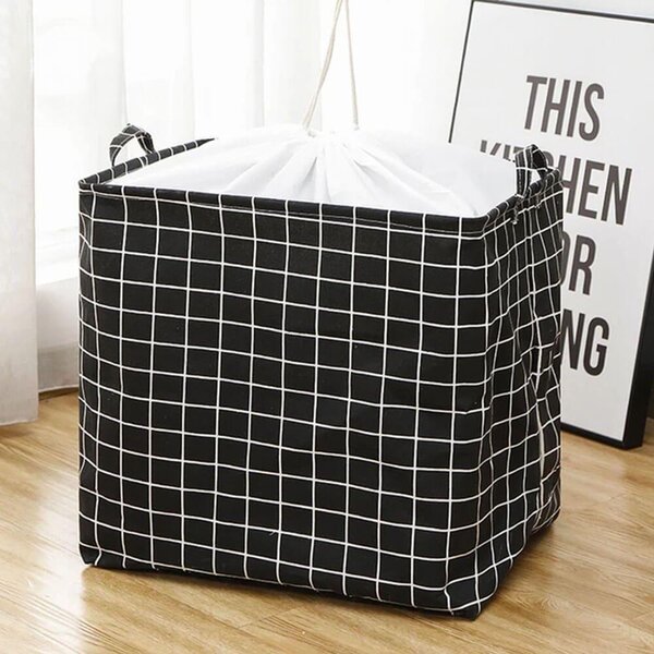 Úložný koš na textil se stahovací šňůrkou - kostky