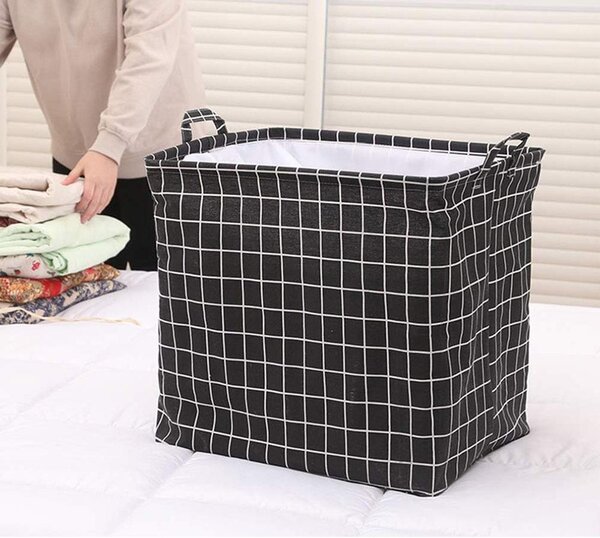 Úložný koš na textil se stahovací šňůrkou - kostky