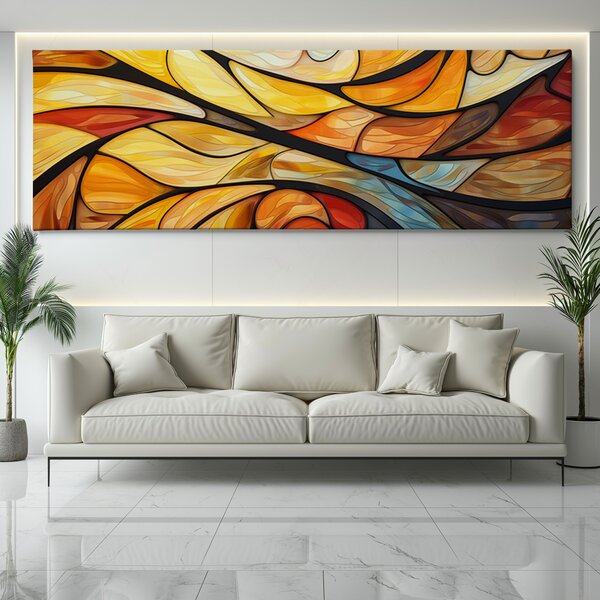 Obraz na plátně - Mozaika podzimního vibrato FeelHappy.cz Velikost obrazu (šířka x výška): 120 x 40 cm
