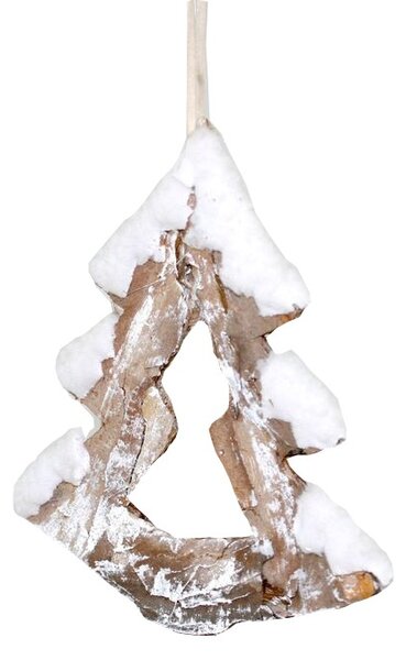 Závěsný stromeček z kůry se sněhem – 14 cm 3001027