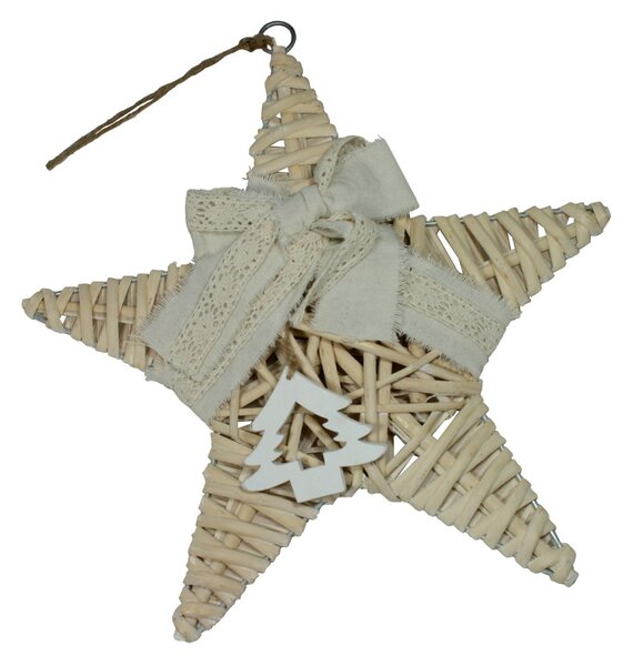 Hvězda ratan zdobená krémová 30cm 3003344