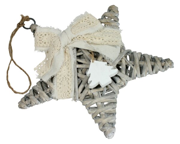 Hvězda ratan zdobená šedá 20cm 3003341