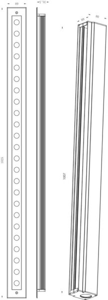 Deko-Light zemní svítidlo Line VI WW 220-240V AC/50-60Hz 37,00 W 3000 K 2300 lm 1025 mm stříbrná 730432