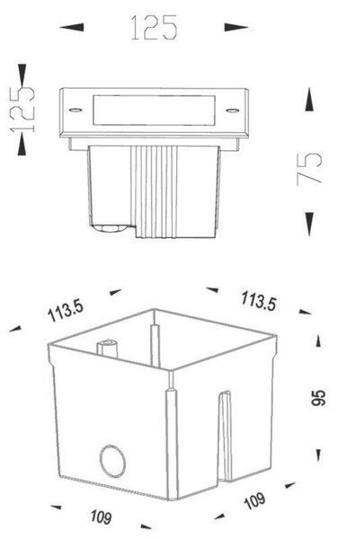 Deko-Light zemní svítidlo Square II WW 220-240V AC/50-60Hz 3,20 W 3000 K 160 lm 125 mm stříbrná 730248