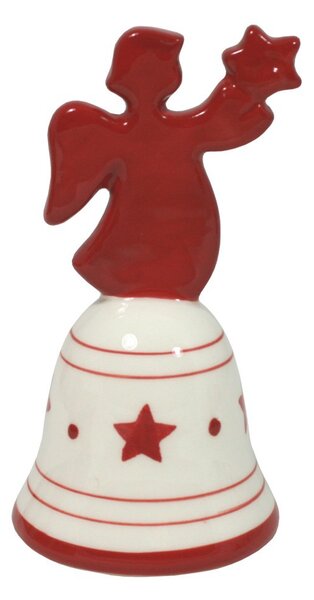 Vánoční zvonek keramický anděl s držátkem 10cm 3003285