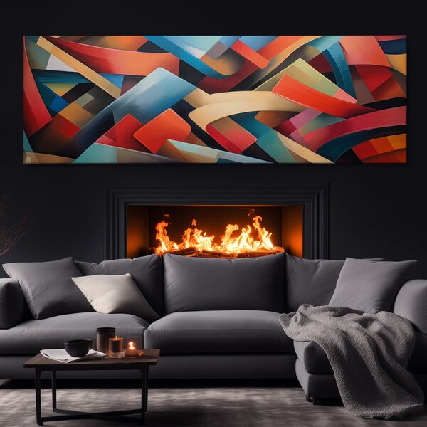 Obraz na plátně - Kubistická rapsodie FeelHappy.cz Velikost obrazu (šířka x výška): 150 x 50 cm