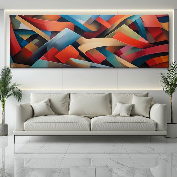 Obraz na plátně - Kubistická rapsodie FeelHappy.cz Velikost obrazu (šířka x výška): 150 x 50 cm