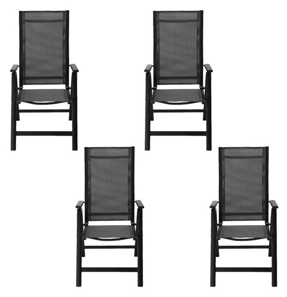 Set 4ks hliníkových polohovacích křesel Avenberg ISLA černá