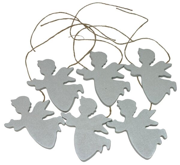 Dekorace závěsní andílci bílí 9 cm - 6 ks 3001303