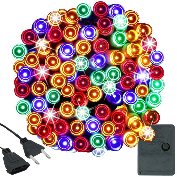 LED světelný řetěz - 21,5m, 300LED, 8 funkcí, multicolor