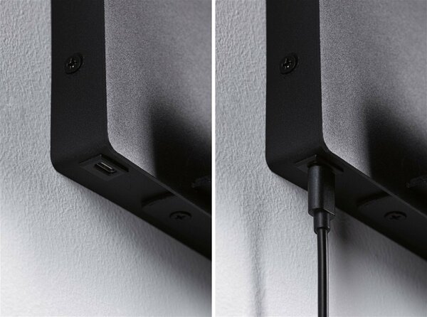 PAULMANN LED nástěnné svítidlo Halina USB C 2700K 230V 2,4W černá mat