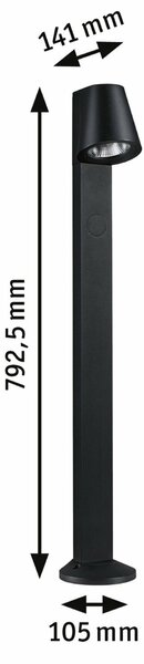 PAULMANN LED stojací svítidlo Caissa pohybové čidlo HF senzor IP44 793mm 3000K 9W 230V 65° antracit hliník