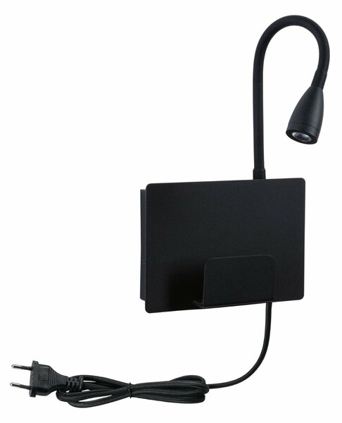PAULMANN LED nástěnné svítidlo Halina USB C 2700K 230V 2,4W černá mat