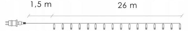 LED světelný řetěz - 27,5m, 400LED, 8 funkcí, studená bílá