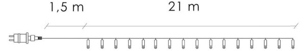 LED světelný řetěz - 21,5m, 300LED, 8 funkcí, multicolor