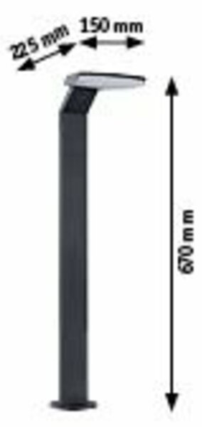 PAULMANN LED stojací svítidlo Zenera IP44 670mm 3000K 10W 230V antracit kov